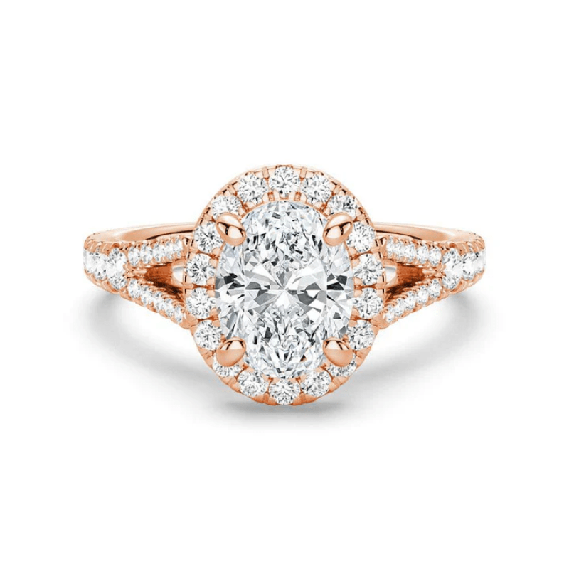 Split Shank Halo Oval Moissanite Engagement Ring - Novelle Vow