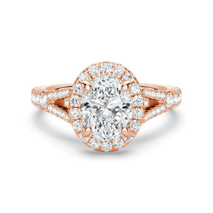 Split Shank Halo Oval Moissanite Engagement Ring - Novelle Vow