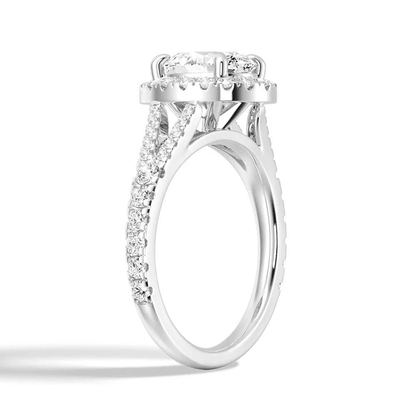 Split Shank Halo Oval Moissanite Engagement Ring - Novelle Vow