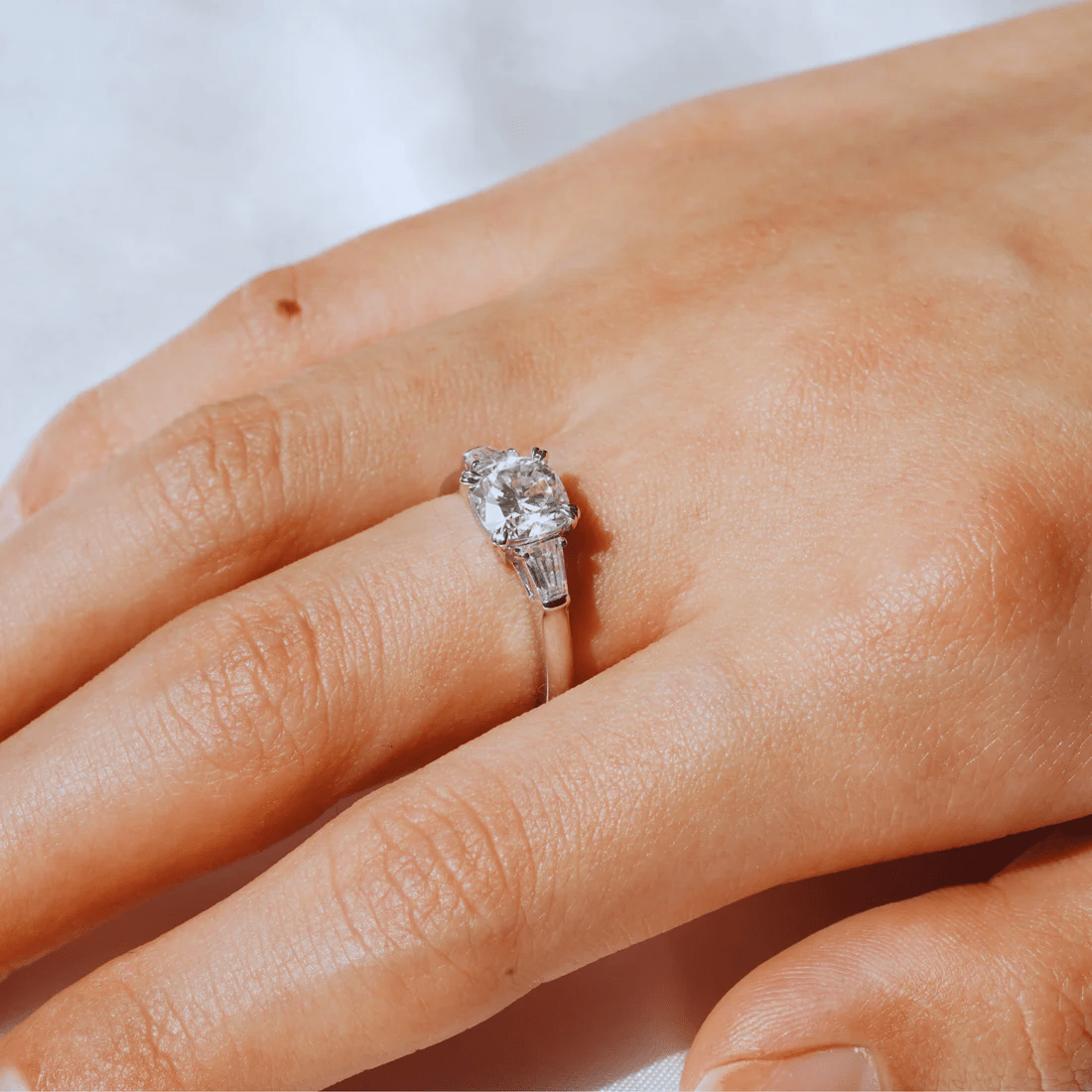Tapered Baguette Three Stone Moissanite Engagement Ring - Novelle Vow