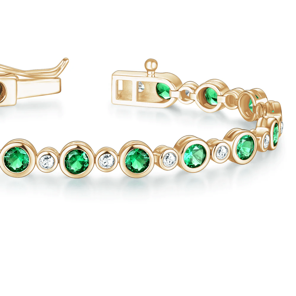 The Bondi - Emerald Cut Bezel Set Tennis Bracelet (4.24 CTW) - Novelle Vow