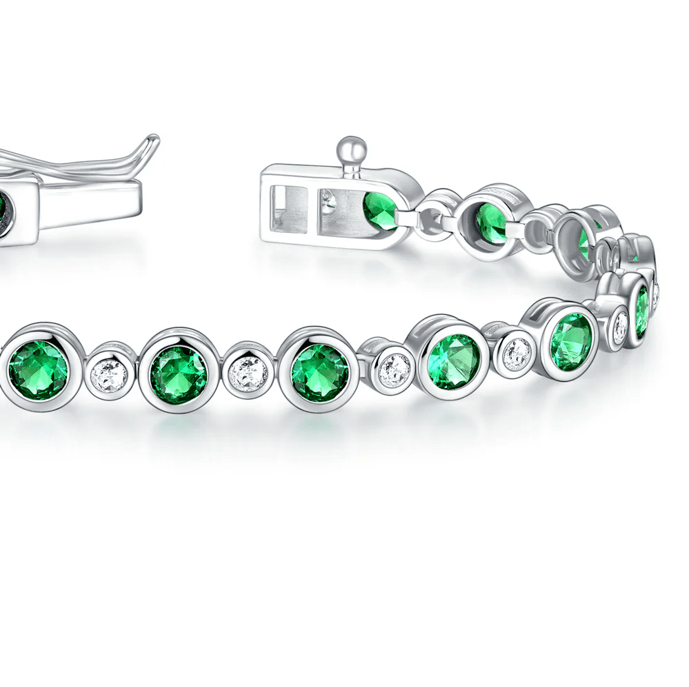 The Bondi - Emerald Cut Bezel Set Tennis Bracelet (4.24 CTW) - Novelle Vow