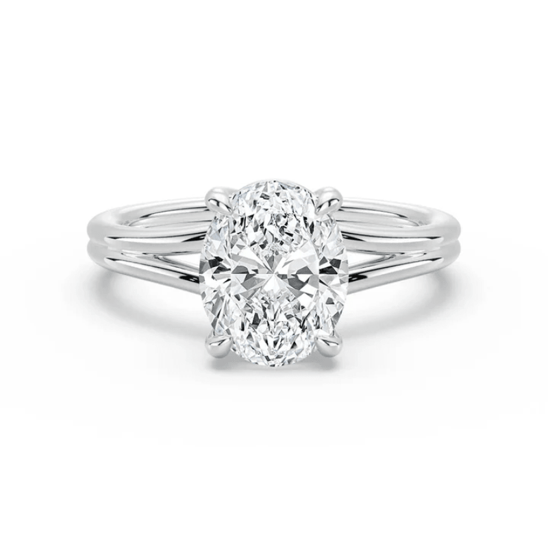 The Bronte - Lab Grown Oval Diamond Split Shank Engagement Ring - Novelle Vow