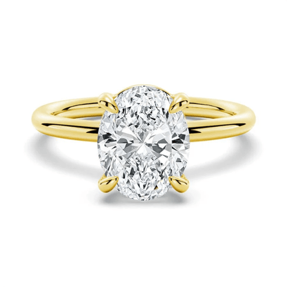 The Classic Oval Solitaire Moissanite Engagement Ring Timeless and Elegant style in Yellow Gold - Novelle Vow