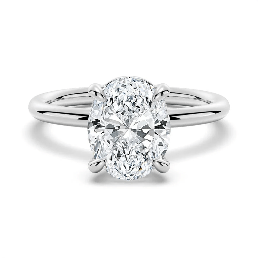 The Classic Oval Solitaire Moissanite Engagement Ring Timeless and Elegant style in White Gold - Novelle Vow