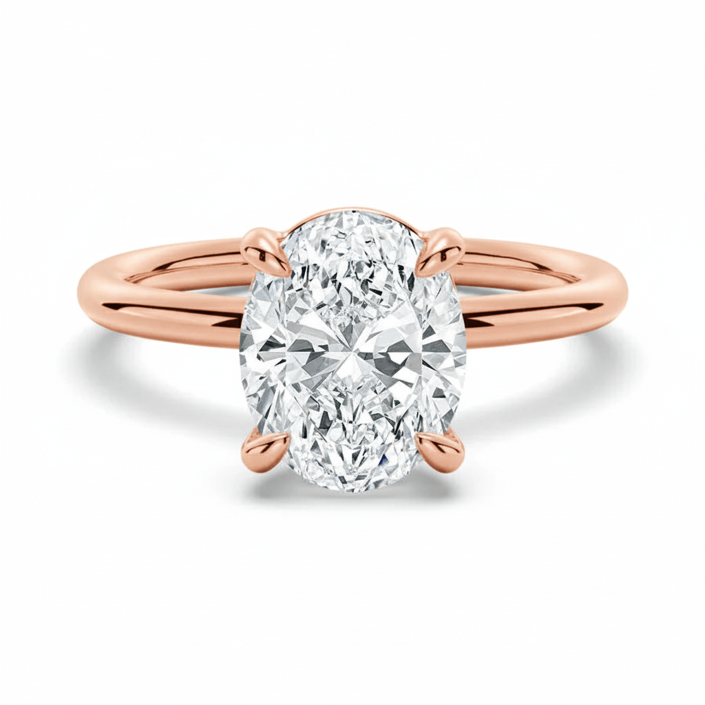 The Classic Oval Solitaire Moissanite Engagement Ring Timeless and Elegant style in Rose Gold