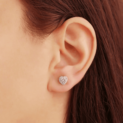 The Darling - Heart Halo Moissanite Stud Earrings (1 CTW) - Novelle Vow