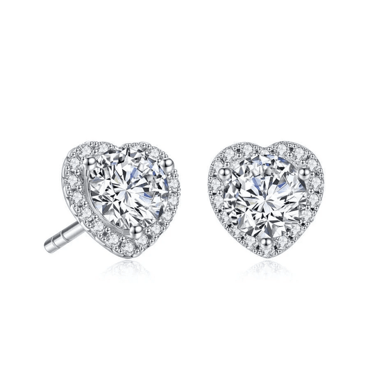 The Darling - Heart Halo Moissanite Stud Earrings (1 CTW) - Novelle Vow