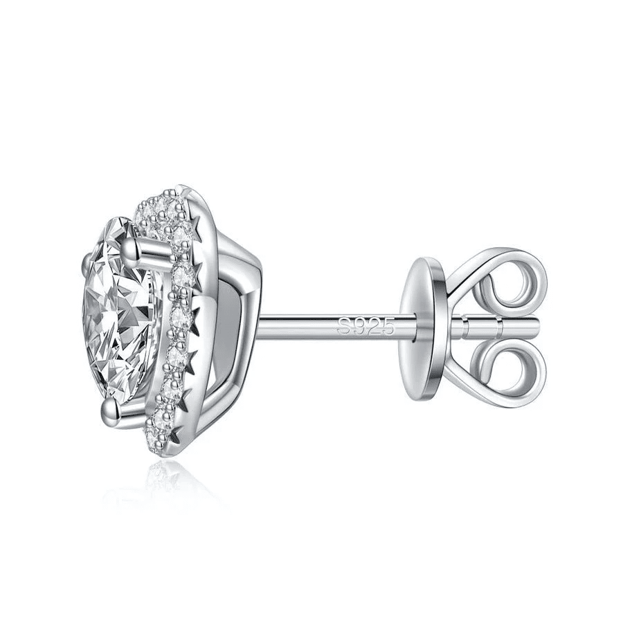 The Darling - Heart Halo Moissanite Stud Earrings (1 CTW)