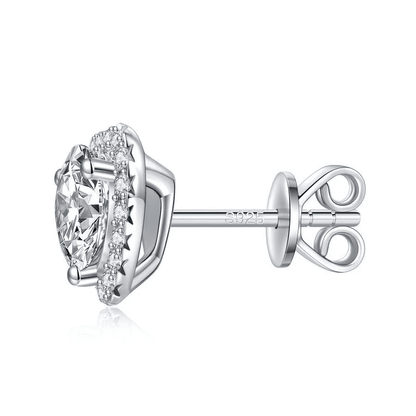 The Darling - Heart Halo Moissanite Stud Earrings (1 CTW)