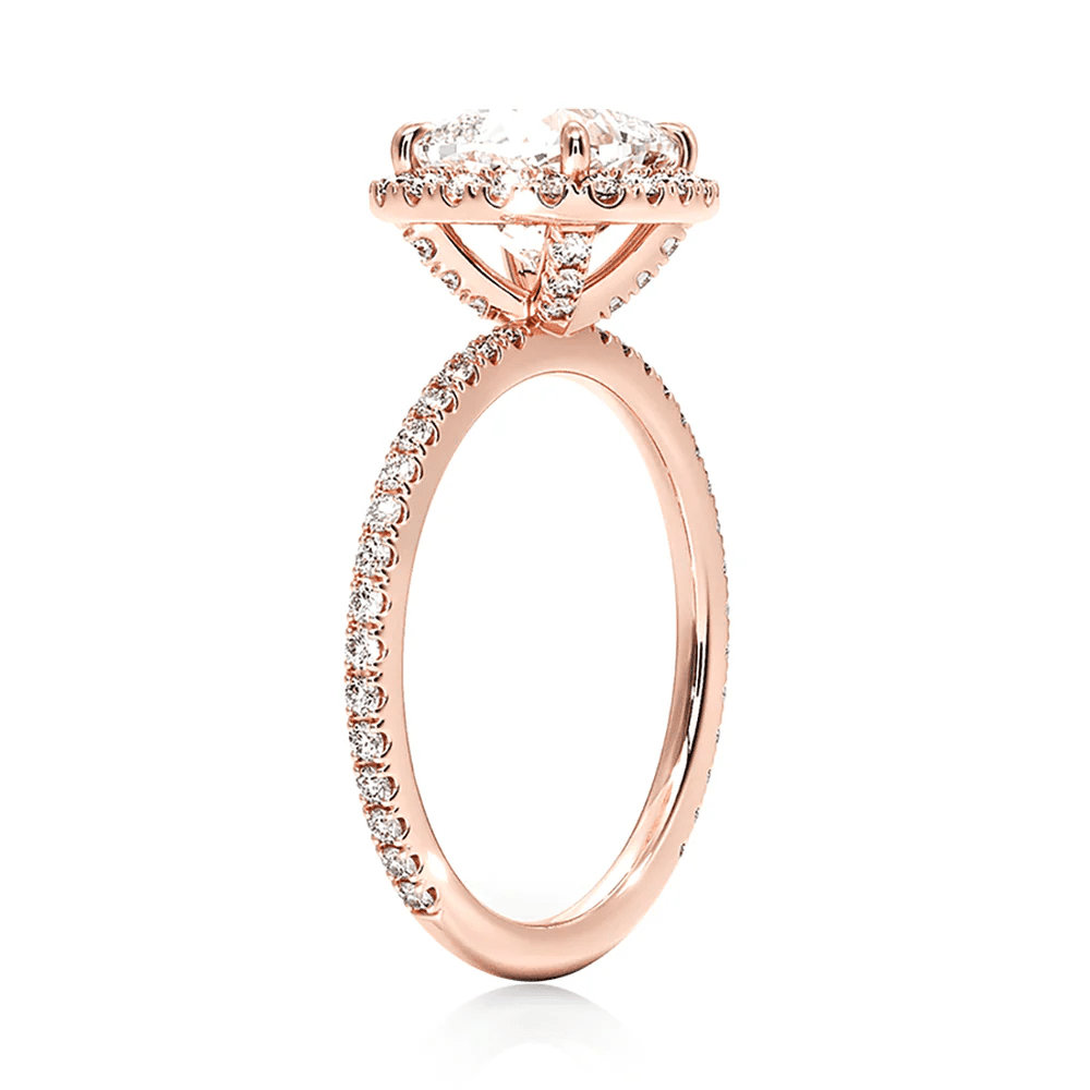The Eleanor - Lab Grown Cushion Diamond Hidden Halo Engagement Ring - Novelle Vow