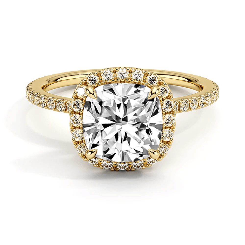 The Eleanor - Lab Grown Cushion Diamond Hidden Halo Engagement Ring - Novelle Vow