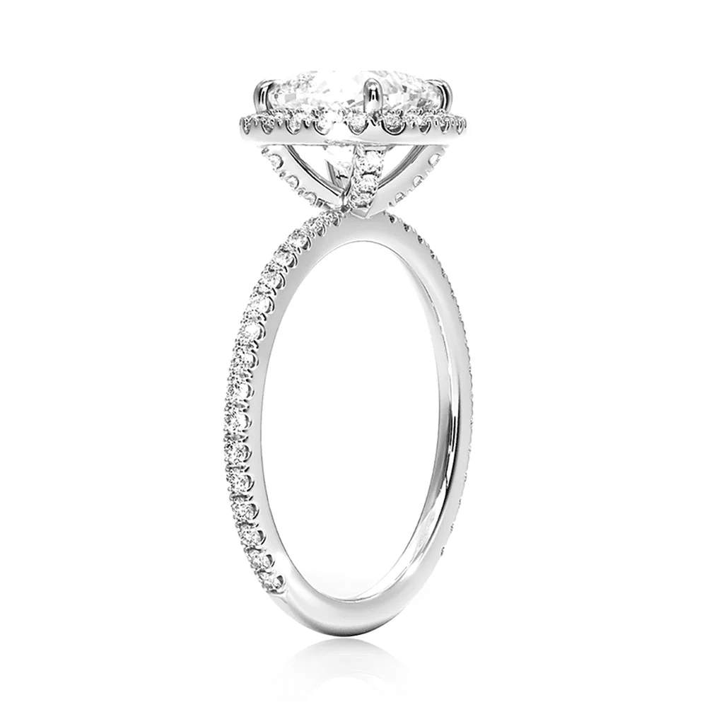 The Eleanor - Lab Grown Cushion Diamond Hidden Halo Engagement Ring - Novelle Vow