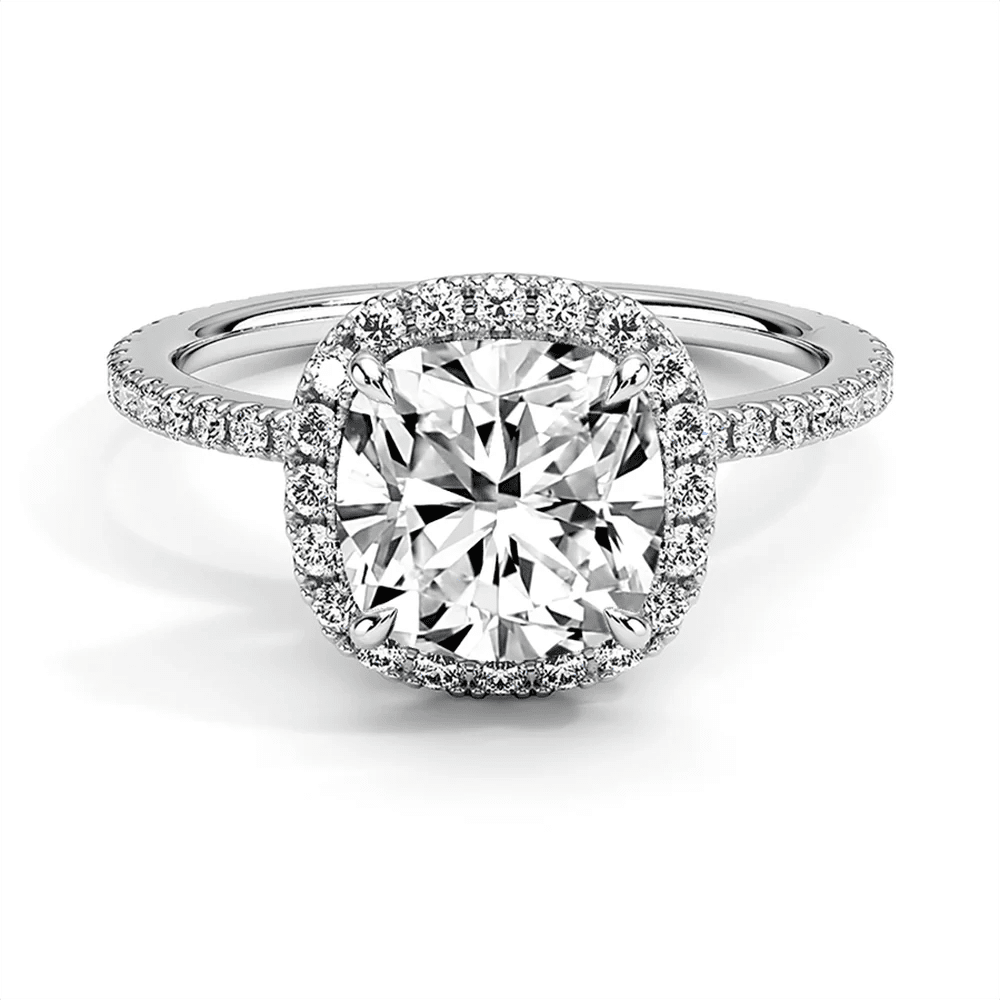 The Eleanor - Lab Grown Cushion Diamond Hidden Halo Engagement Ring - Novelle Vow