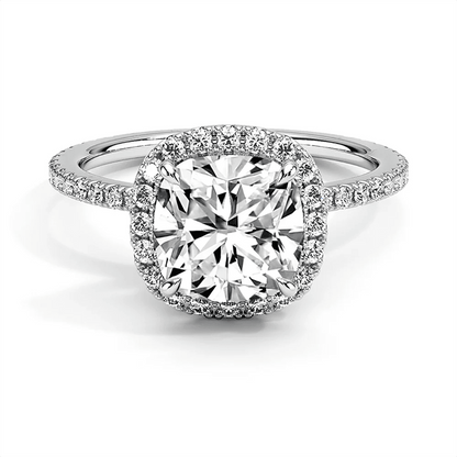 The Eleanor - Lab Grown Cushion Diamond Hidden Halo Engagement Ring - Novelle Vow