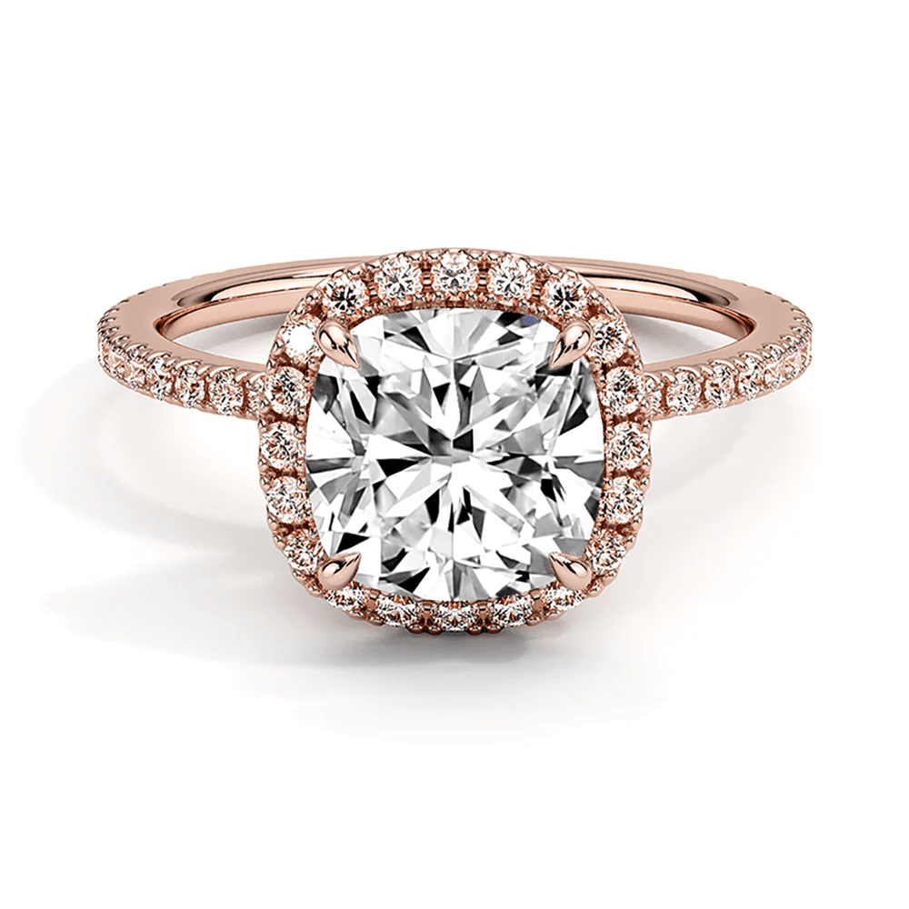 The Eleanor - Lab Grown Cushion Diamond Hidden Halo Engagement Ring - Novelle Vow