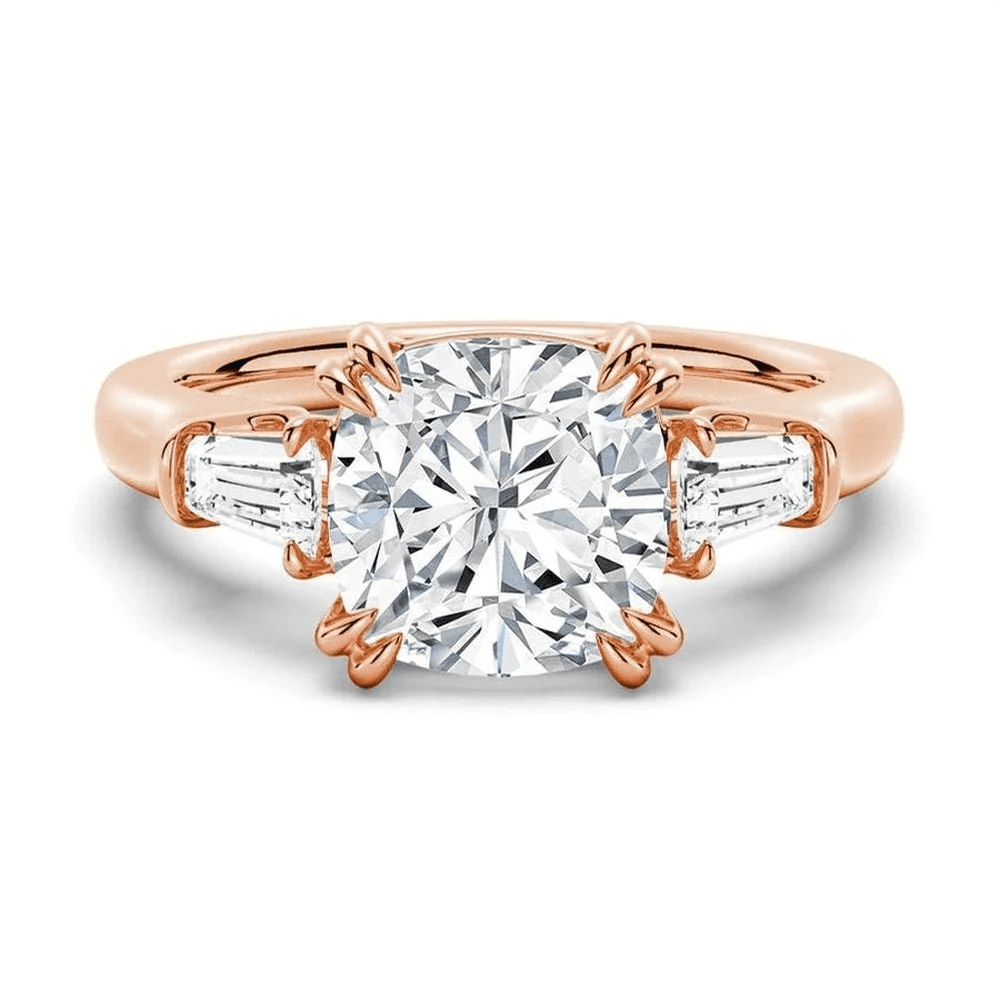 The Eleanor - Lab Grown Cushion Diamond Three Stone Engagement Ring - Novelle Vow