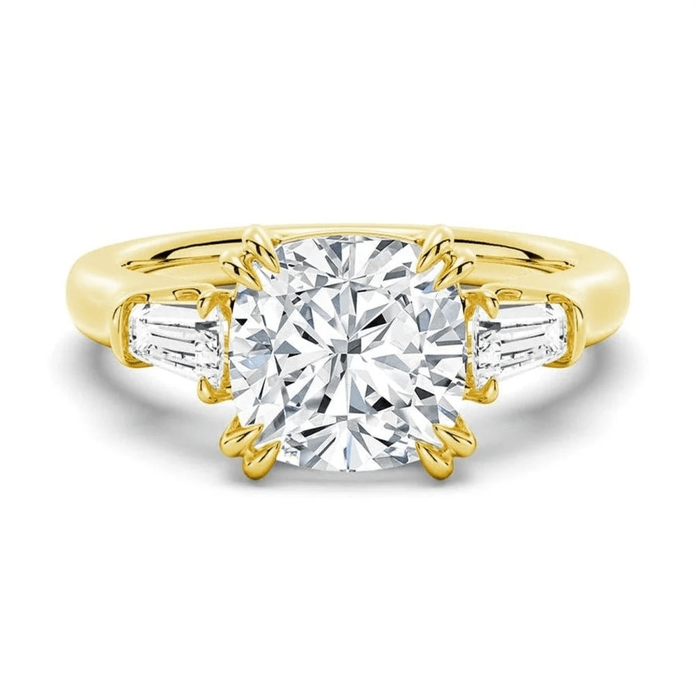 The Eleanor - Lab Grown Cushion Diamond Three Stone Engagement Ring - Novelle Vow