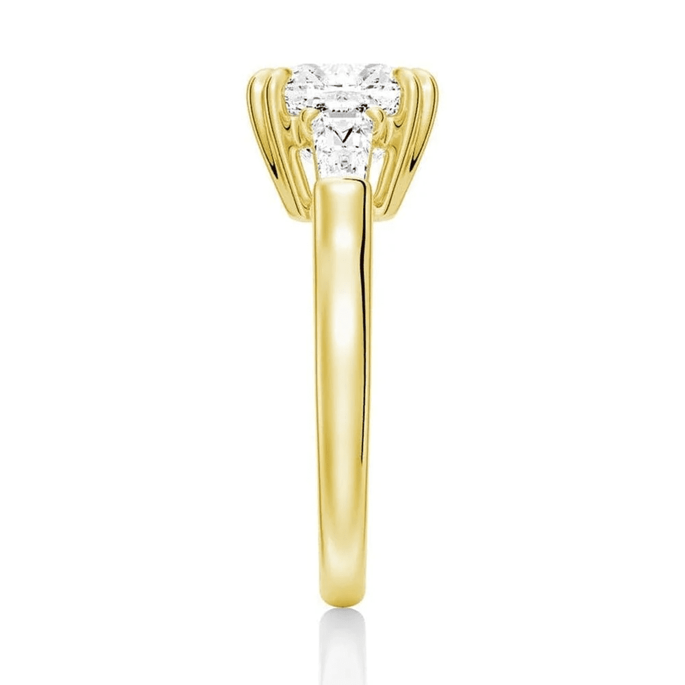 The Eleanor - Lab Grown Cushion Diamond Three Stone Engagement Ring - Novelle Vow