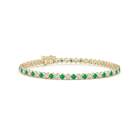 The Hinterland - Alternating Emerald & White Sapphire Tennis Bracelet - Novelle Vow