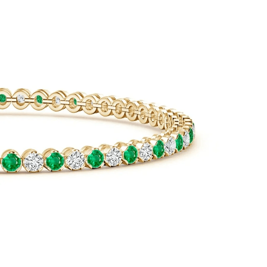 The Hinterland - Alternating Emerald & White Sapphire Tennis Bracelet - Novelle Vow