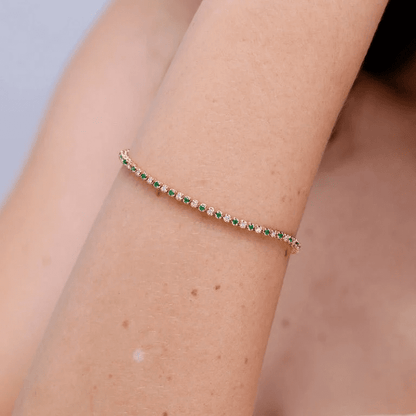 The Hinterland - Alternating Emerald & White Sapphire Tennis Bracelet - Novelle Vow