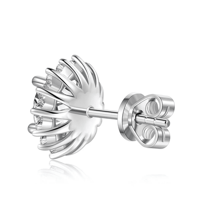 The Leura - Sunflower Halo Round Moissanite Stud Earrings (2 CTW) - Novelle Vow
