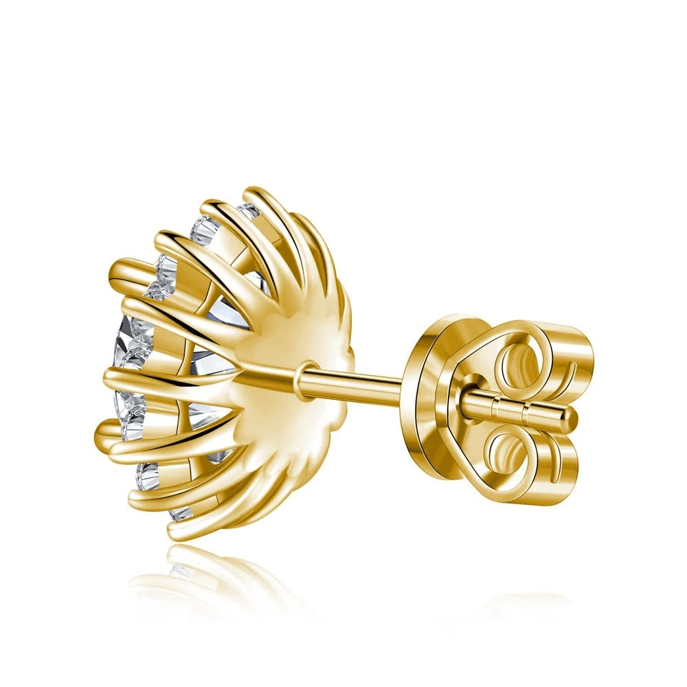 The Leura - Sunflower Halo Round Moissanite Stud Earrings (2 CTW) - Novelle Vow