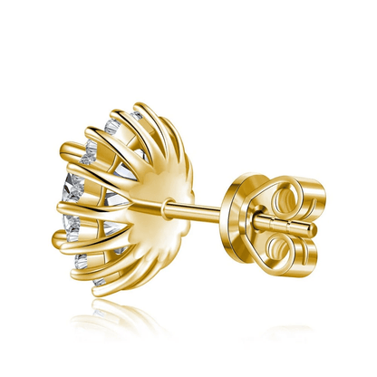 The Leura - Sunflower Halo Round Moissanite Stud Earrings (2 CTW) - Novelle Vow