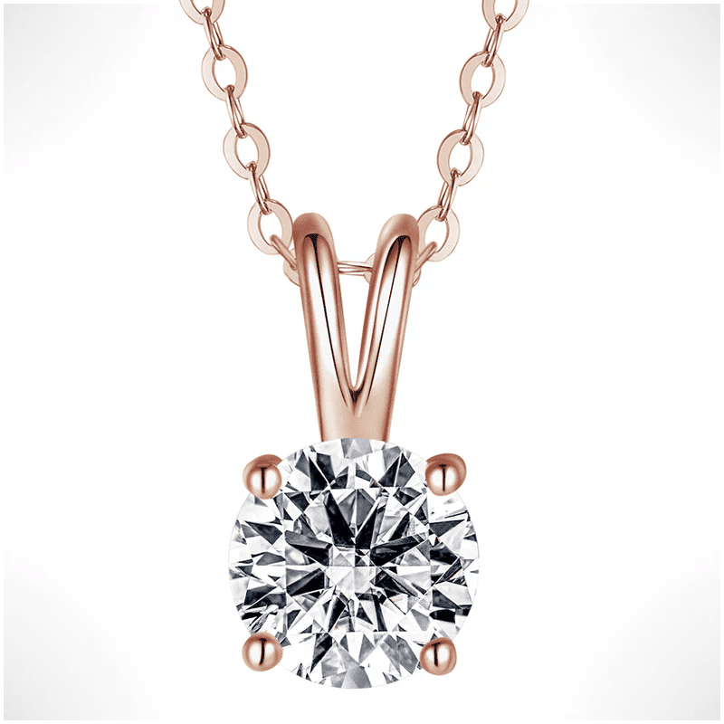 The Luna - Round Moissanite Solitaire Necklace - Novelle Vow