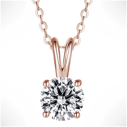 The Luna - Round Moissanite Solitaire Necklace - Novelle Vow