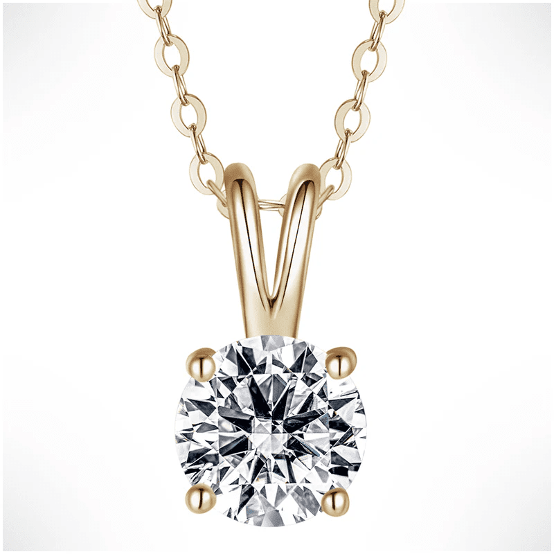 The Luna - Round Moissanite Solitaire Necklace - Novelle Vow