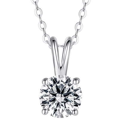 The Luna - Round Moissanite Solitaire Necklace - Novelle Vow