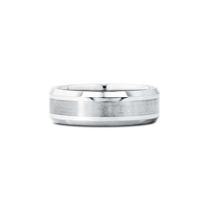 The Maverick - 7mm Brushed Finish Men's Wedding Band with Beveled Edges - Novelle Vow