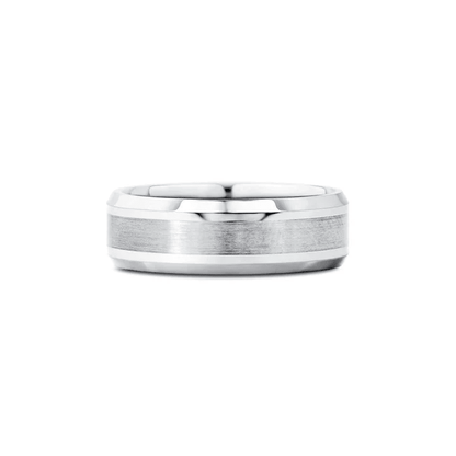 The Maverick - 7mm Brushed Finish Men's Wedding Band with Beveled Edges - Novelle Vow