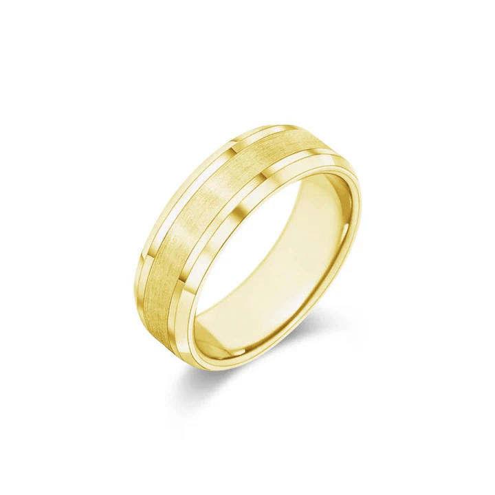 The Maverick - 7mm Brushed Finish Men's Wedding Band with Beveled Edges - Novelle Vow