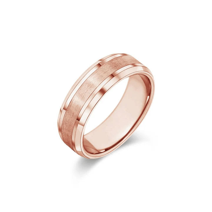 The Maverick - 7mm Brushed Finish Men's Wedding Band with Beveled Edges - Novelle Vow