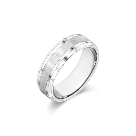 The Maverick - 7mm Brushed Finish Men's Wedding Band with Beveled Edges - Novelle Vow
