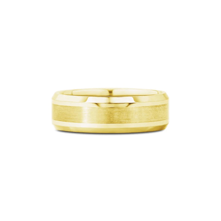 The Maverick - 7mm Brushed Finish Men's Wedding Band with Beveled Edges - Novelle Vow