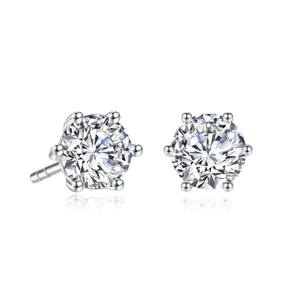 The Nova - Classic 6 - Prong Round Moissanite Stud Earrings - Novelle Vow