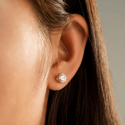 The Nova - Classic 6 - Prong Round Moissanite Stud Earrings - Novelle Vow