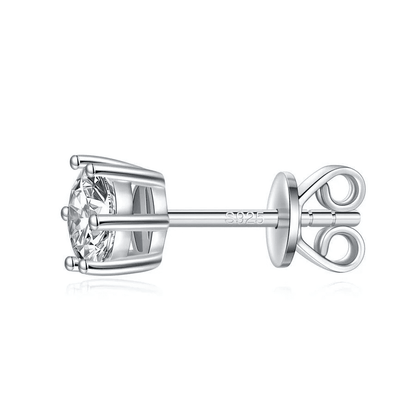 The Nova - Classic 6 - Prong Round Moissanite Stud Earrings - Novelle Vow