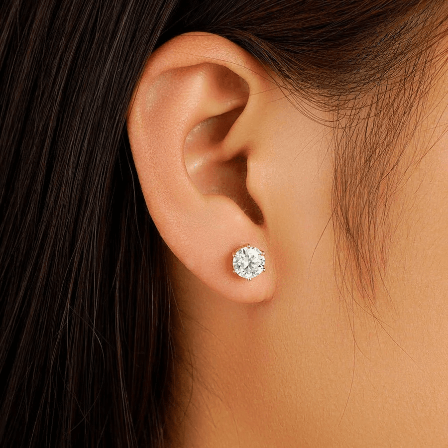The Nova - Classic 6 - Prong Round Moissanite Stud Earrings - Novelle Vow