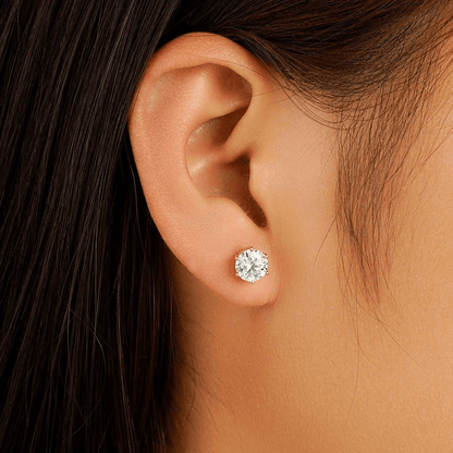 The Nova - Classic 6 - Prong Round Moissanite Stud Earrings - Novelle Vow