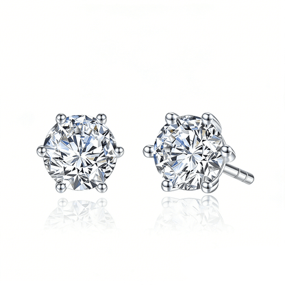 The Nova - Classic 6 - Prong Round Moissanite Stud Earrings - Novelle Vow