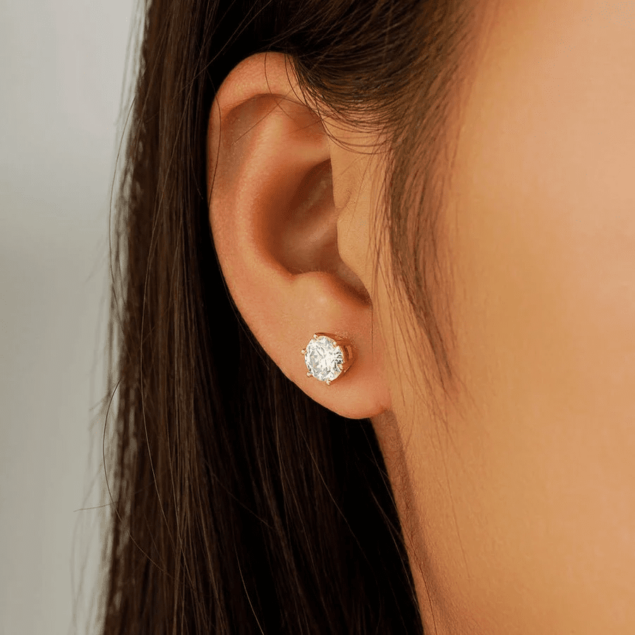 The Nova - Classic 6 - Prong Round Moissanite Stud Earrings - Novelle Vow
