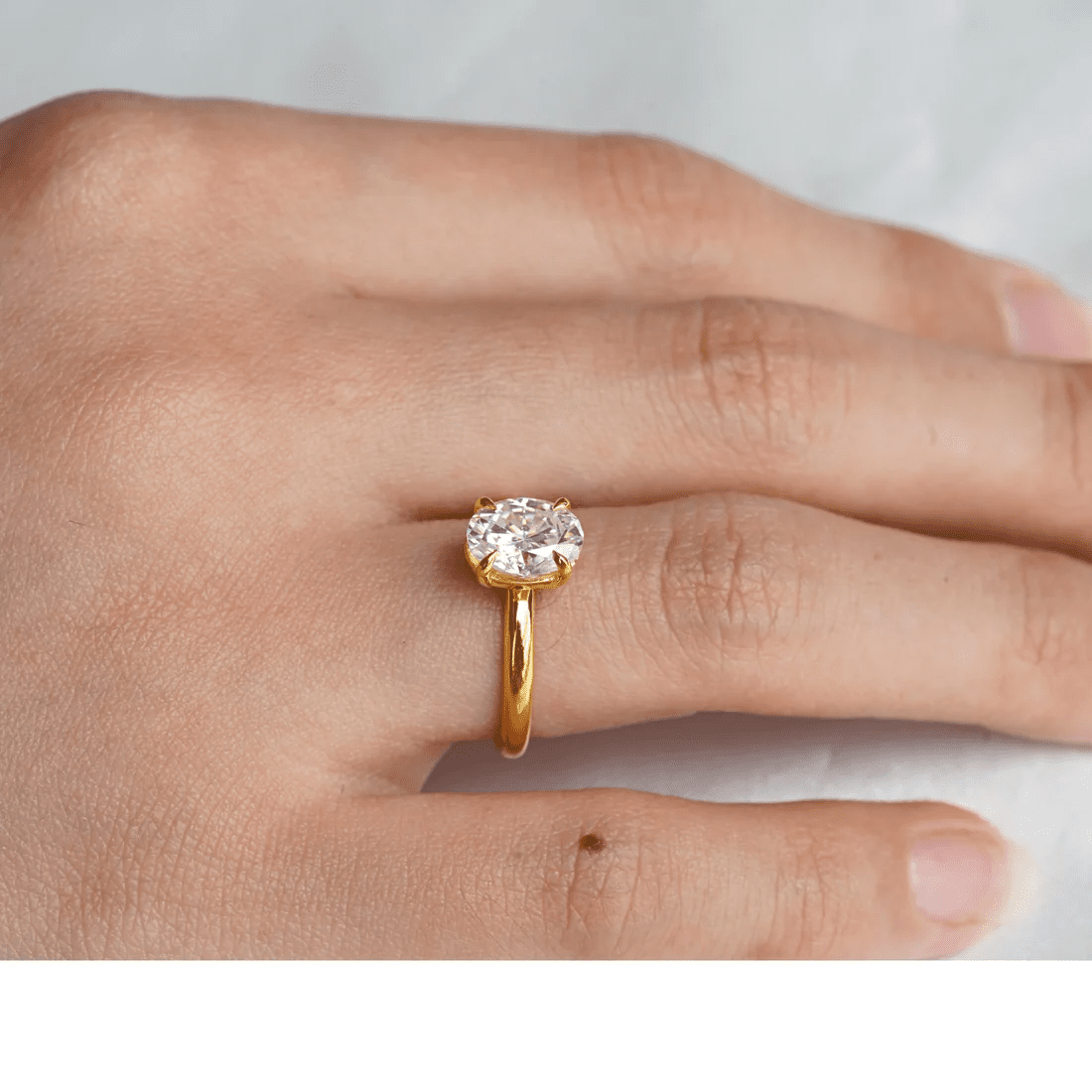 The Olivia - Oval Cut Moissanite Solitaire Engagement Ring - Novelle Vow