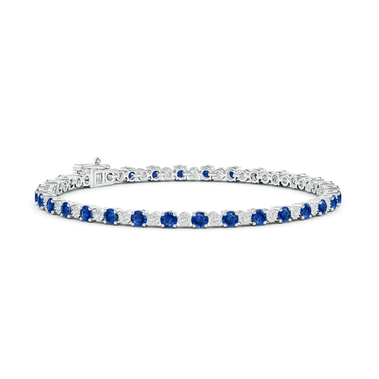 The Sapphire Coast - Alternating Sapphire & Moissanite Tennis Bracelet - Novelle Vow