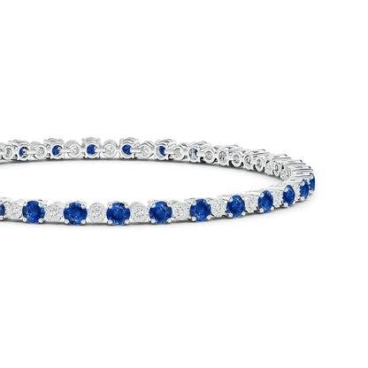 The Sapphire Coast - Alternating Sapphire & Moissanite Tennis Bracelet - Novelle Vow