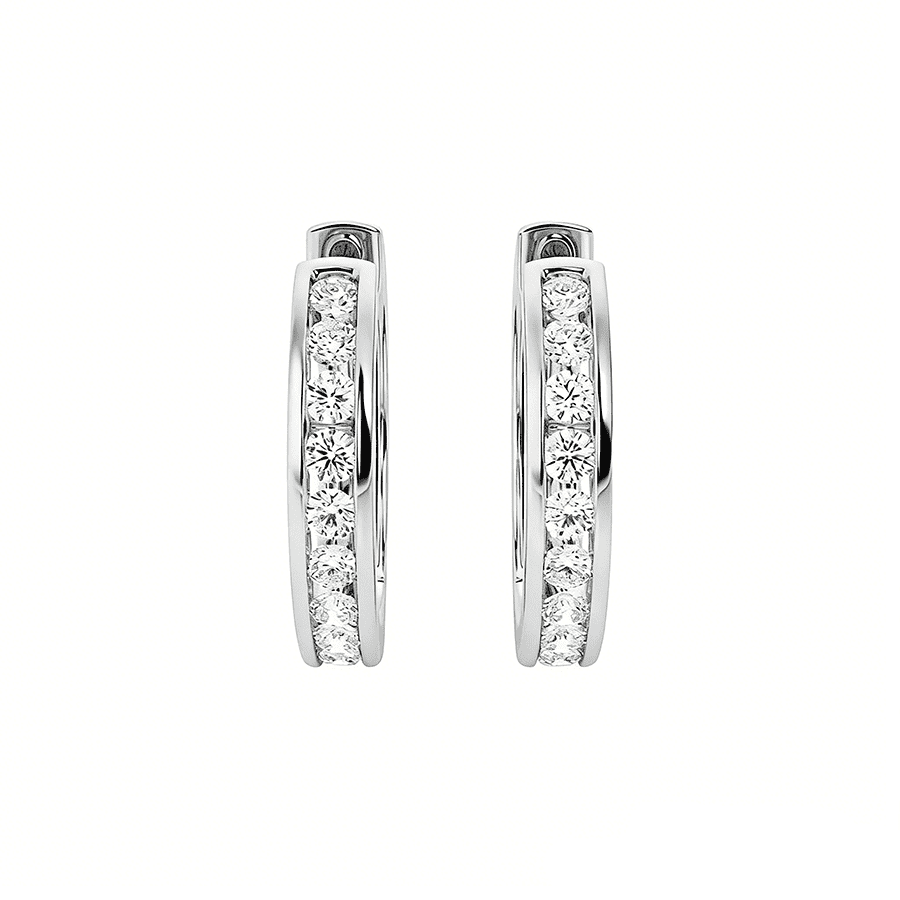 The Strand - Classic Channel Set Moissanite Hoop Earrings - Novelle Vow